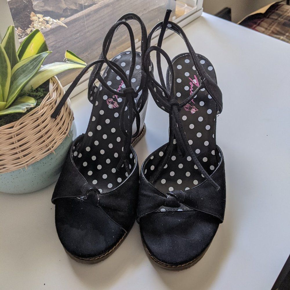 Torrid Black Strappy Wedges - Size 8